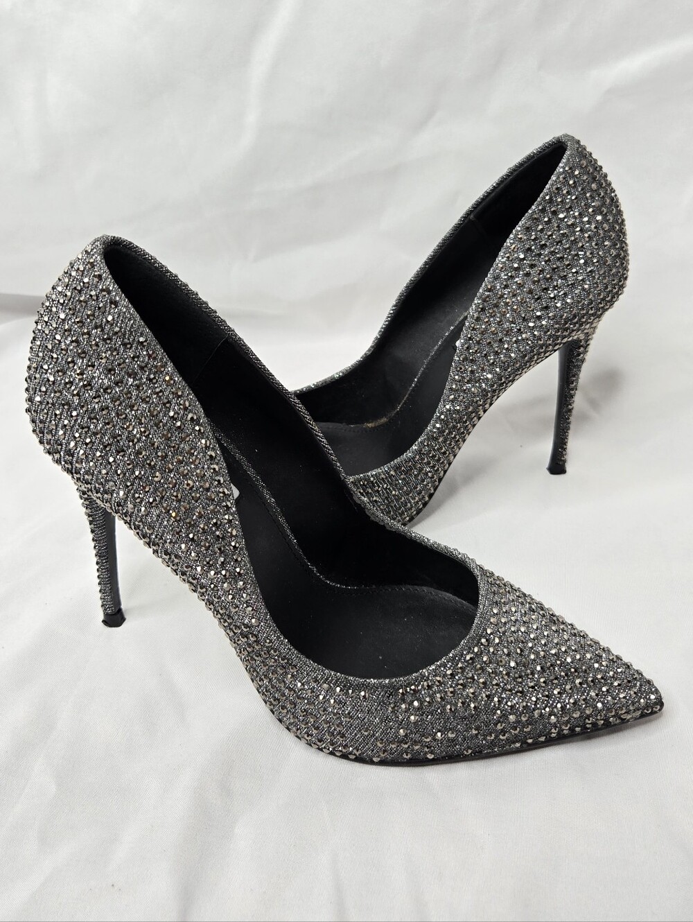 Steve Madden Daisie-R Rhinestone Pumps Heels Gunmetal Silver Women’s 7.5M